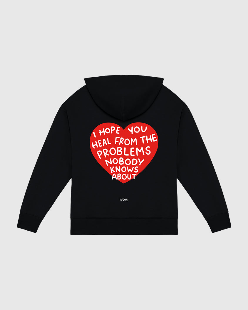 I HOPE YOU HEAL HOODIE BLACK RED