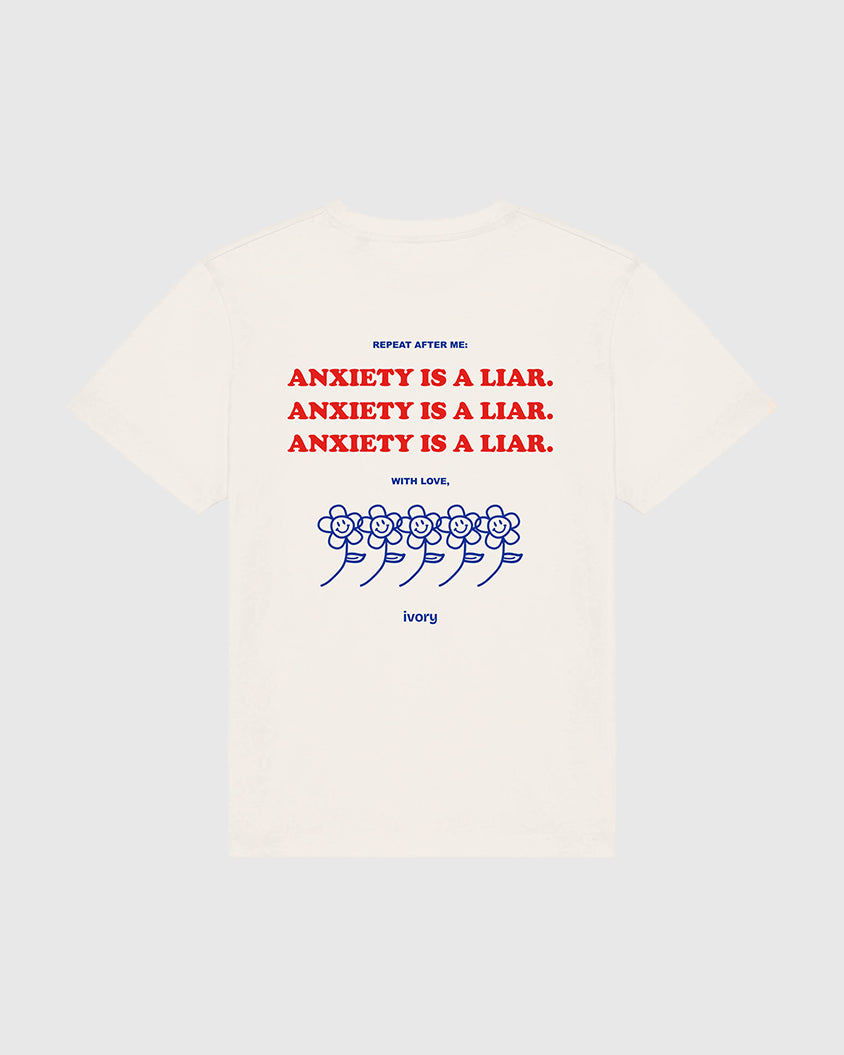 ANXIETY IS A LIAR TEE RAW RED