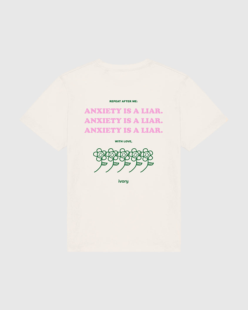 ANXIETY IS A LIAR TEE RAW PINK