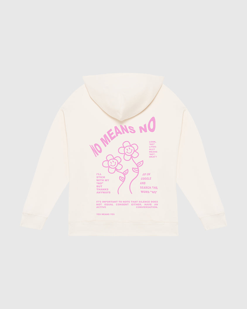 NO MEANS NO HOODIE RAW PINK