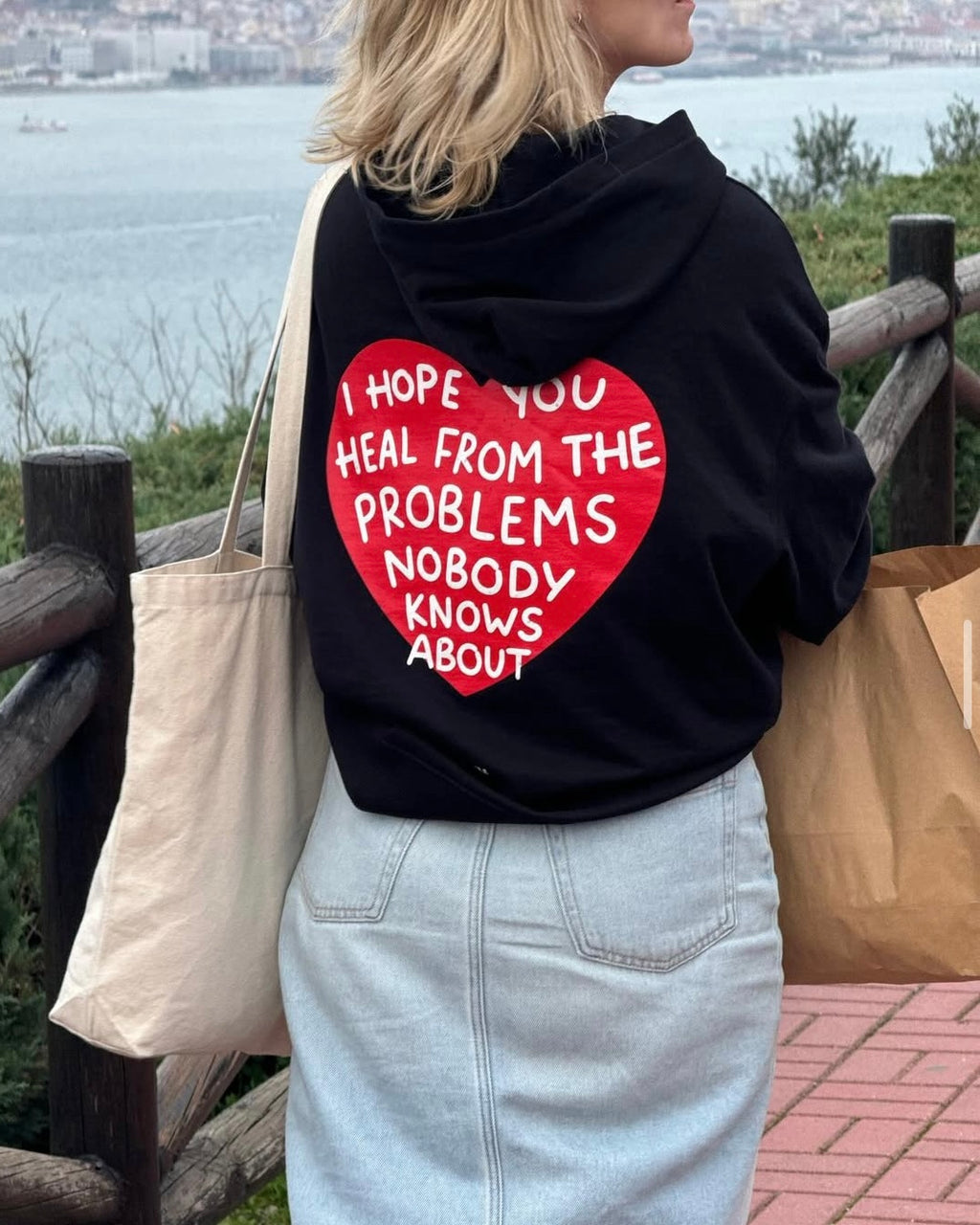 I HOPE YOU HEAL HOODIE BLACK RED