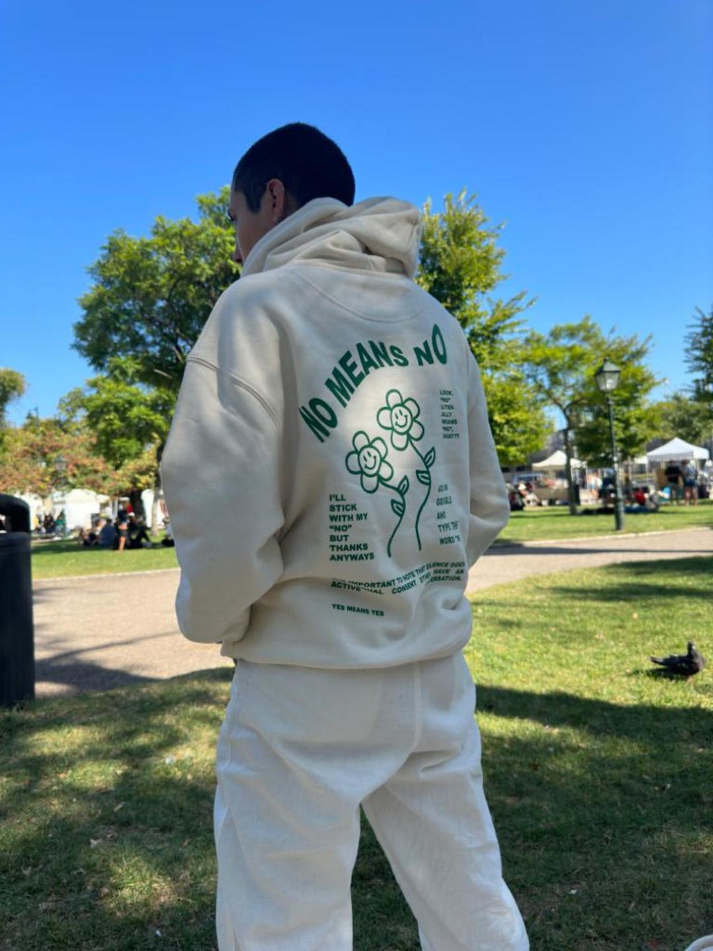 NO MEANS NO HOODIE RAW GREEN