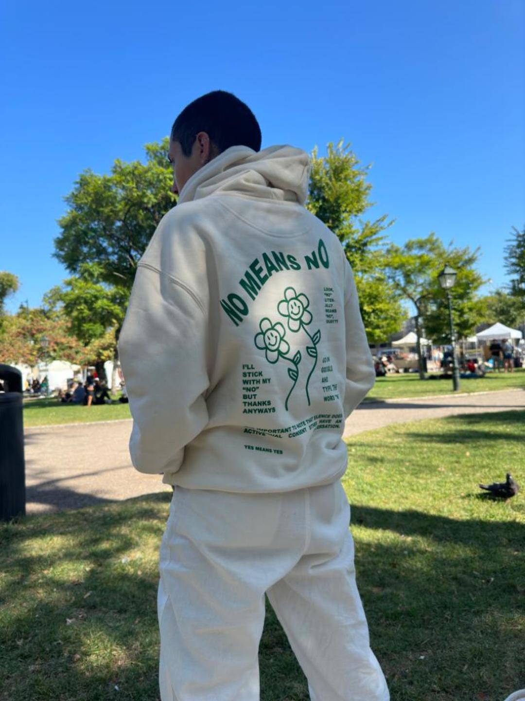 NO MEANS NO HOODIE RAW GREEN