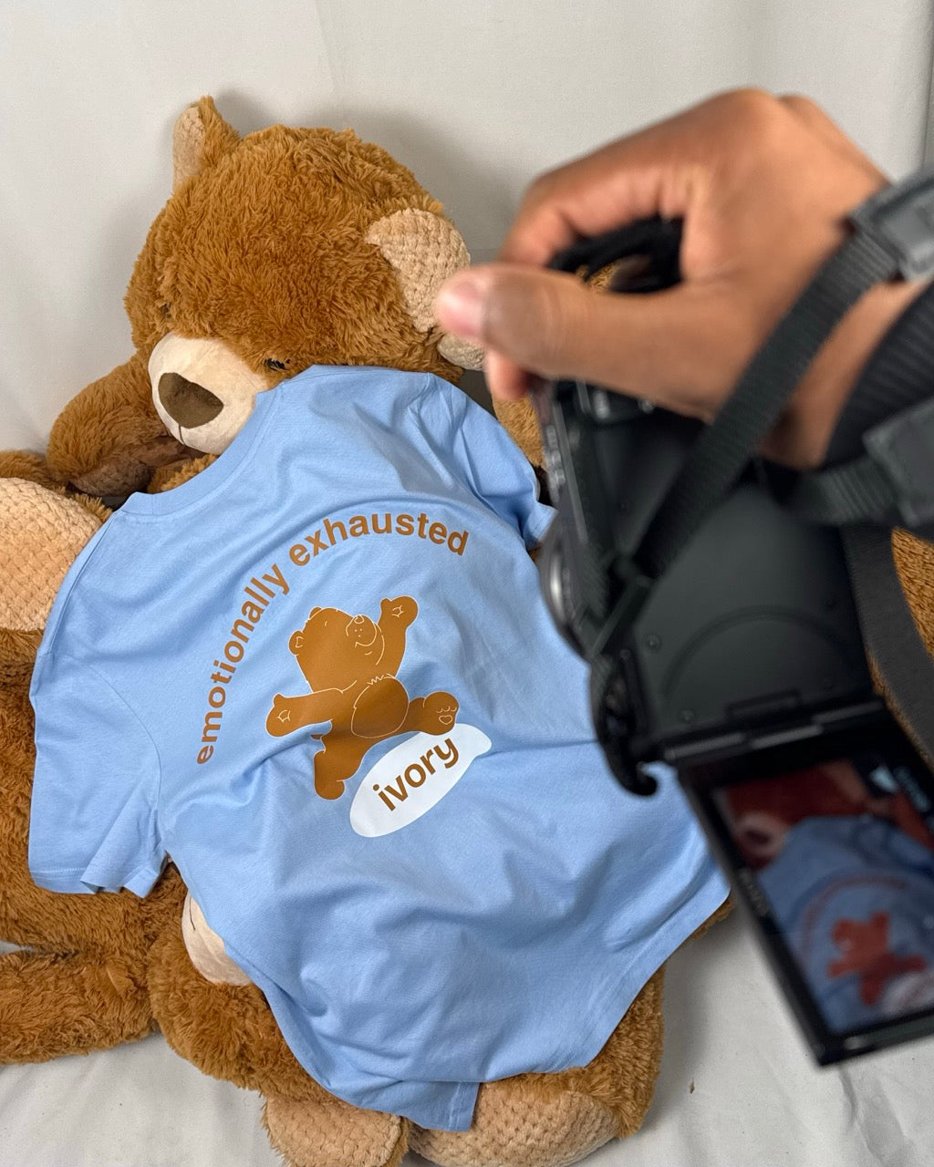 EMOTIONALLY EXHAUSTED TEE SKY BLUE