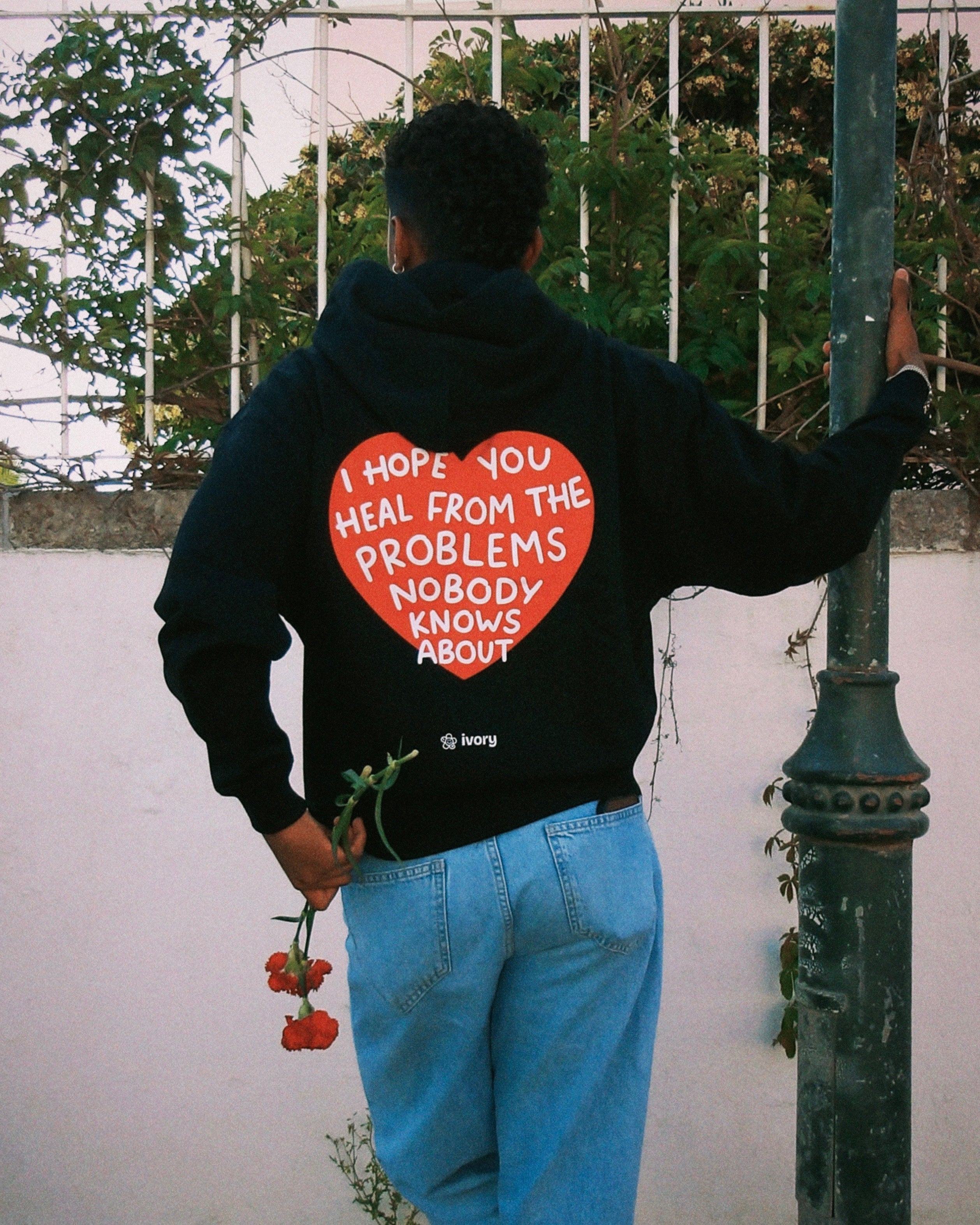 I HOPE YOU HEAL HOODIE BLACK RED