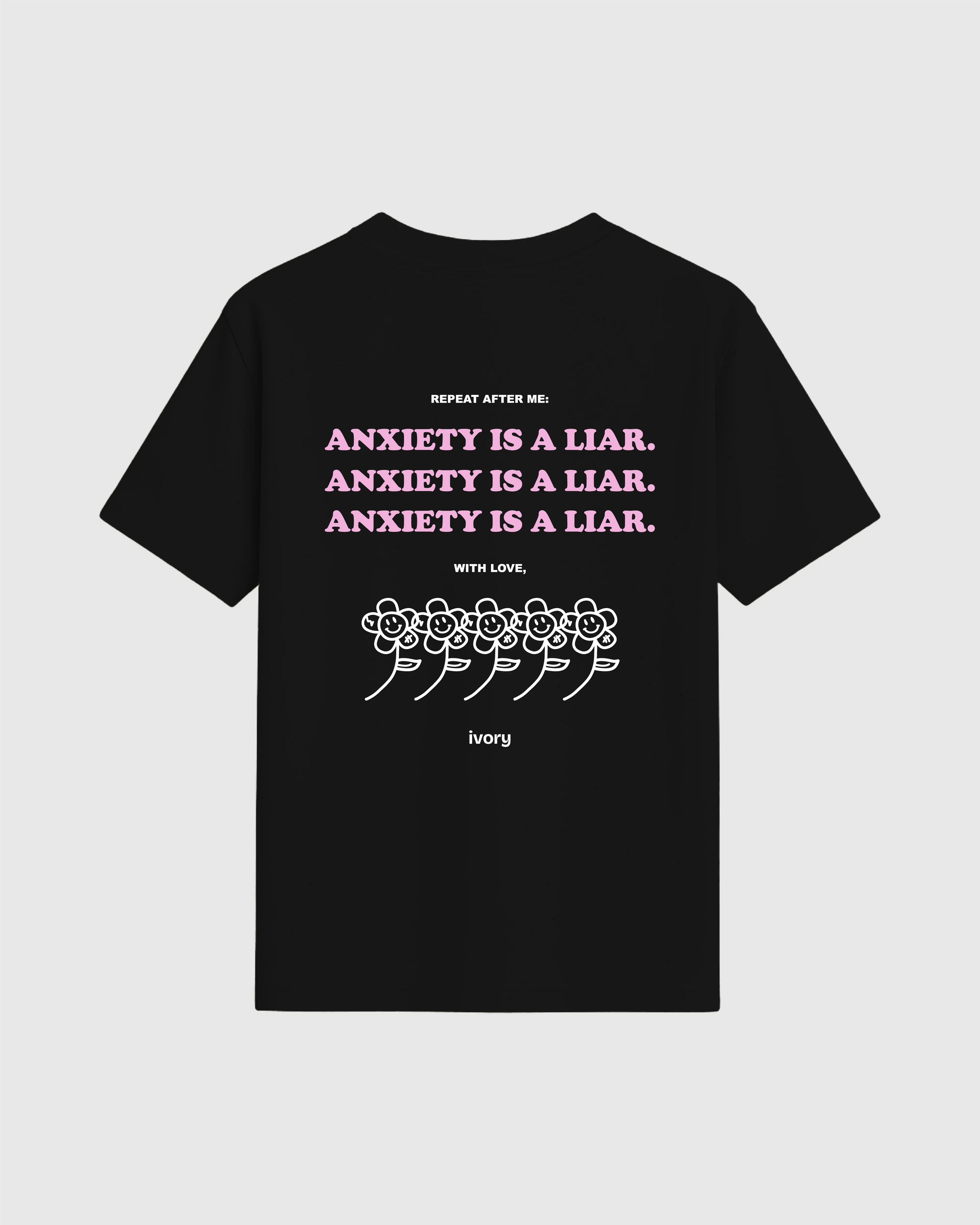 ANXIETY IS A LIAR TEE BLACK PINK