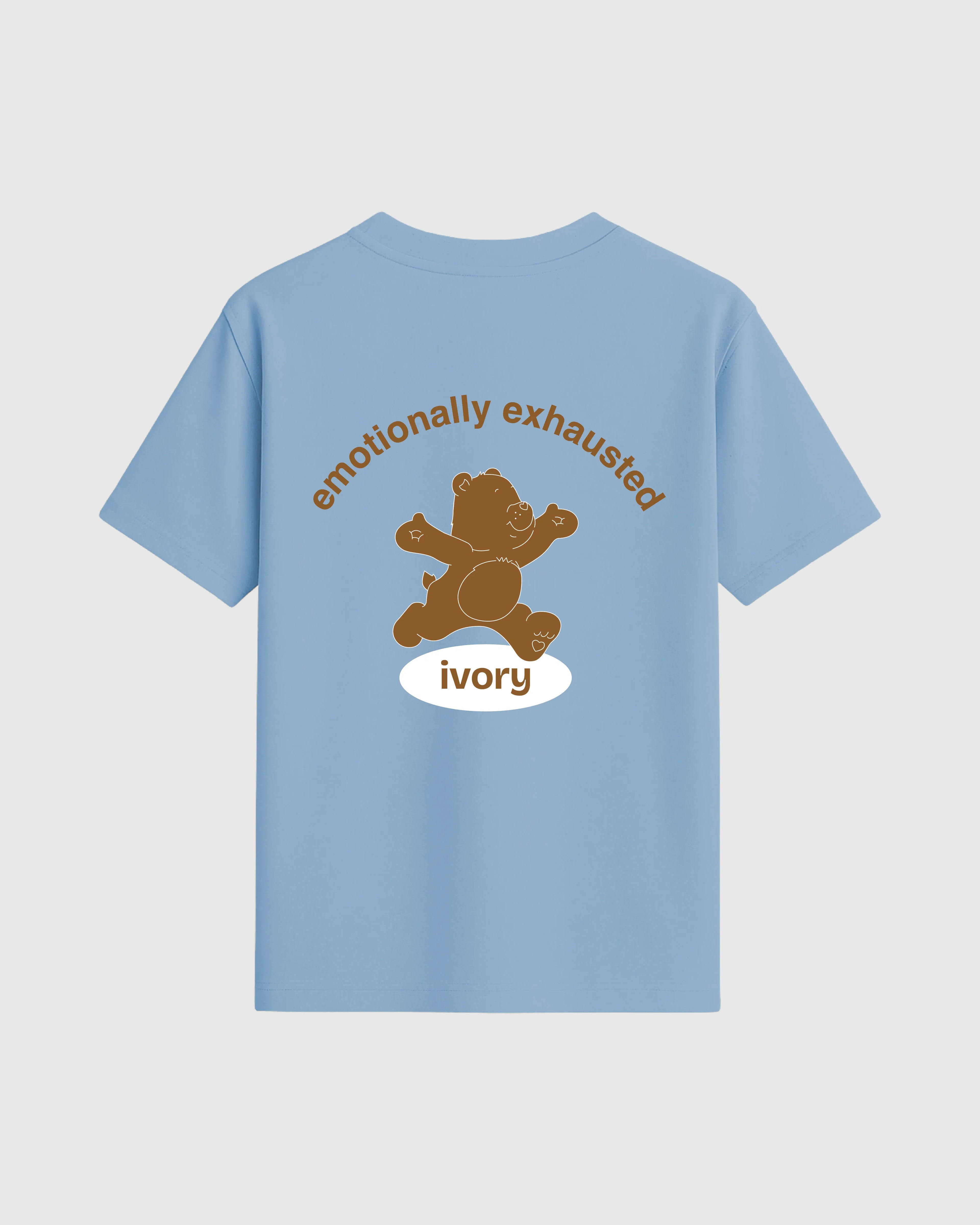 EMOTIONALLY EXHAUSTED TEE SKY BLUE