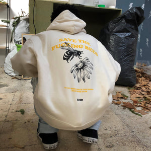 SAVE THE BEES HOODIE NATURAL RAW - IVORY WORLD